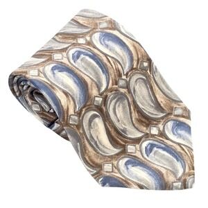 Vintage J.T. Beckett Paisley Silk Tie Men's Gray Blue Made in USA Italian Fabric